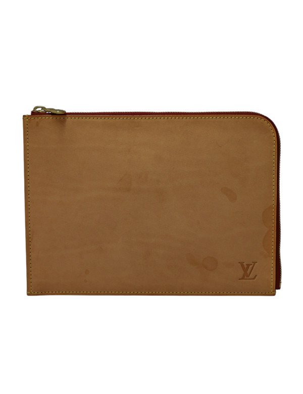 Pochette LOUIS VUITTON Zip Jules cuir de vachette naturel