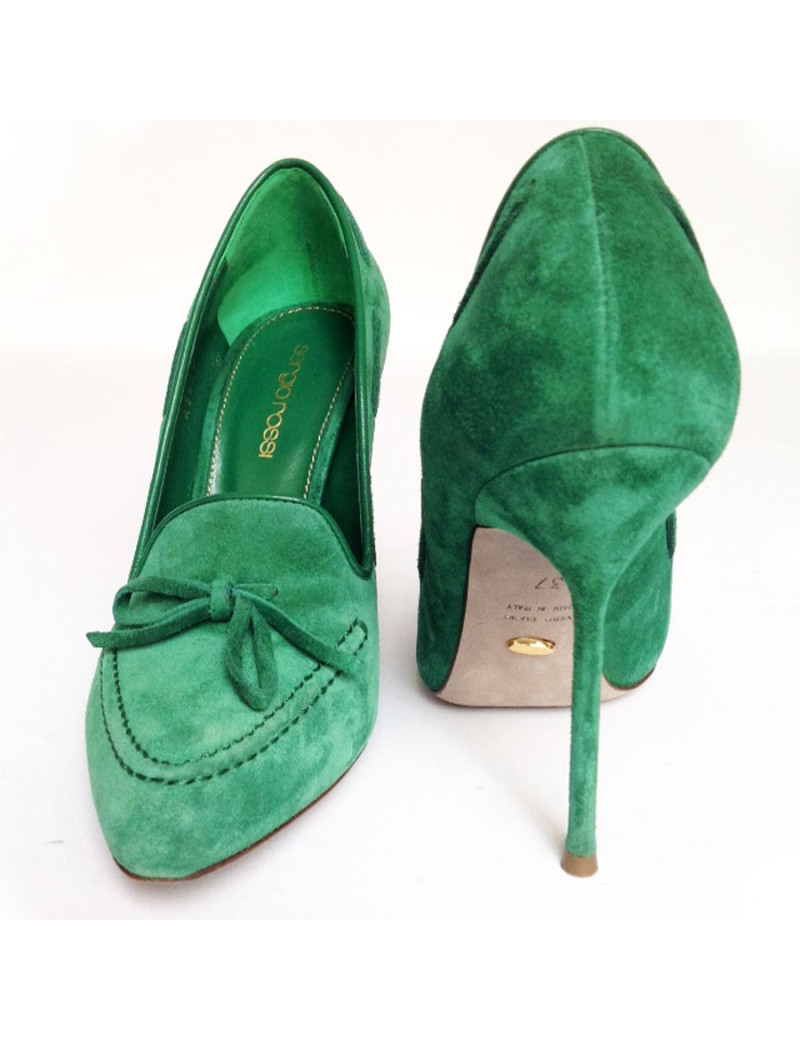 Escarpins en daim vert SERGIO ROSSI Taille 37