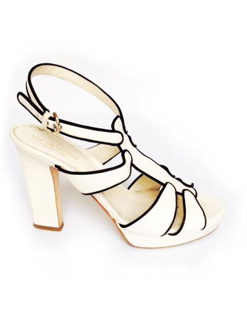 Sandales hautes SERGIO ROSSI blanche et noir