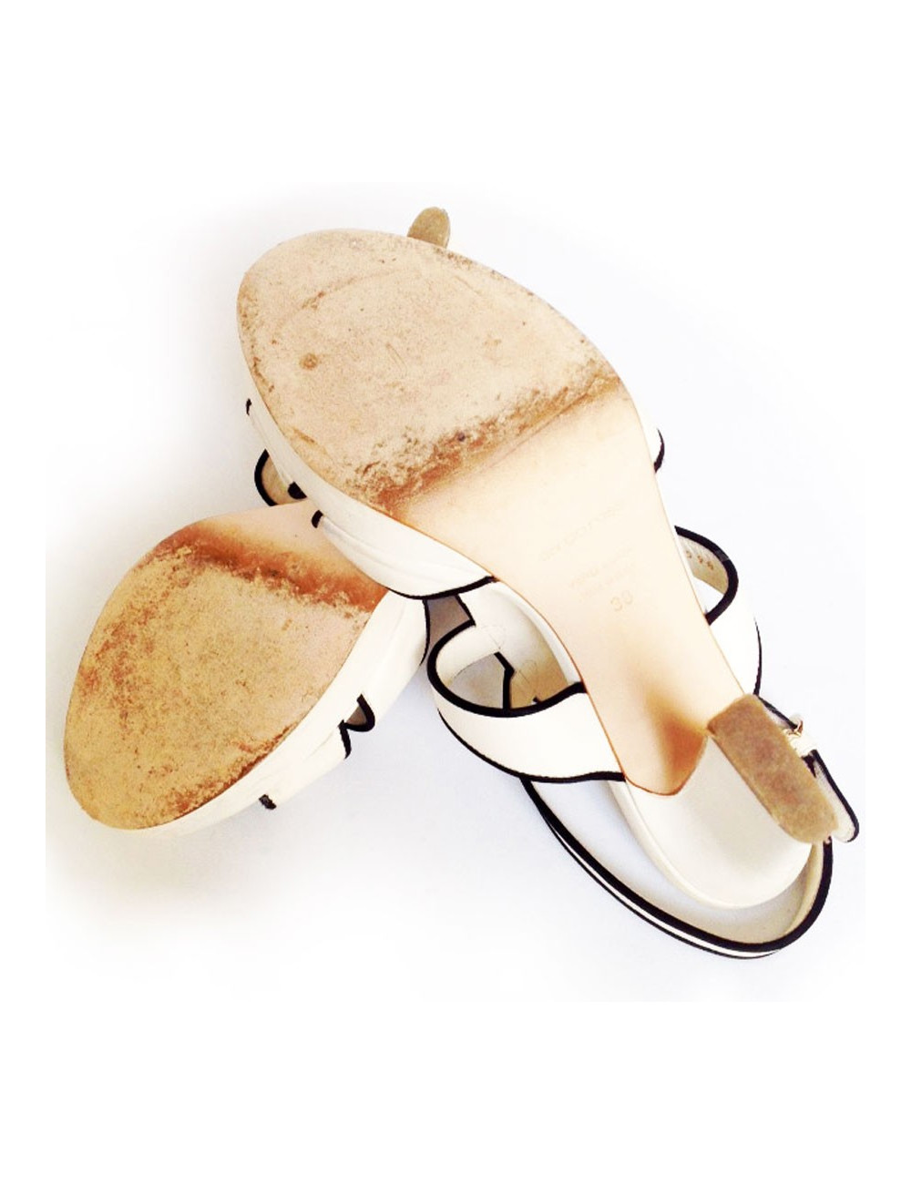 Sandales hautes SERGIO ROSSI blanche et noir