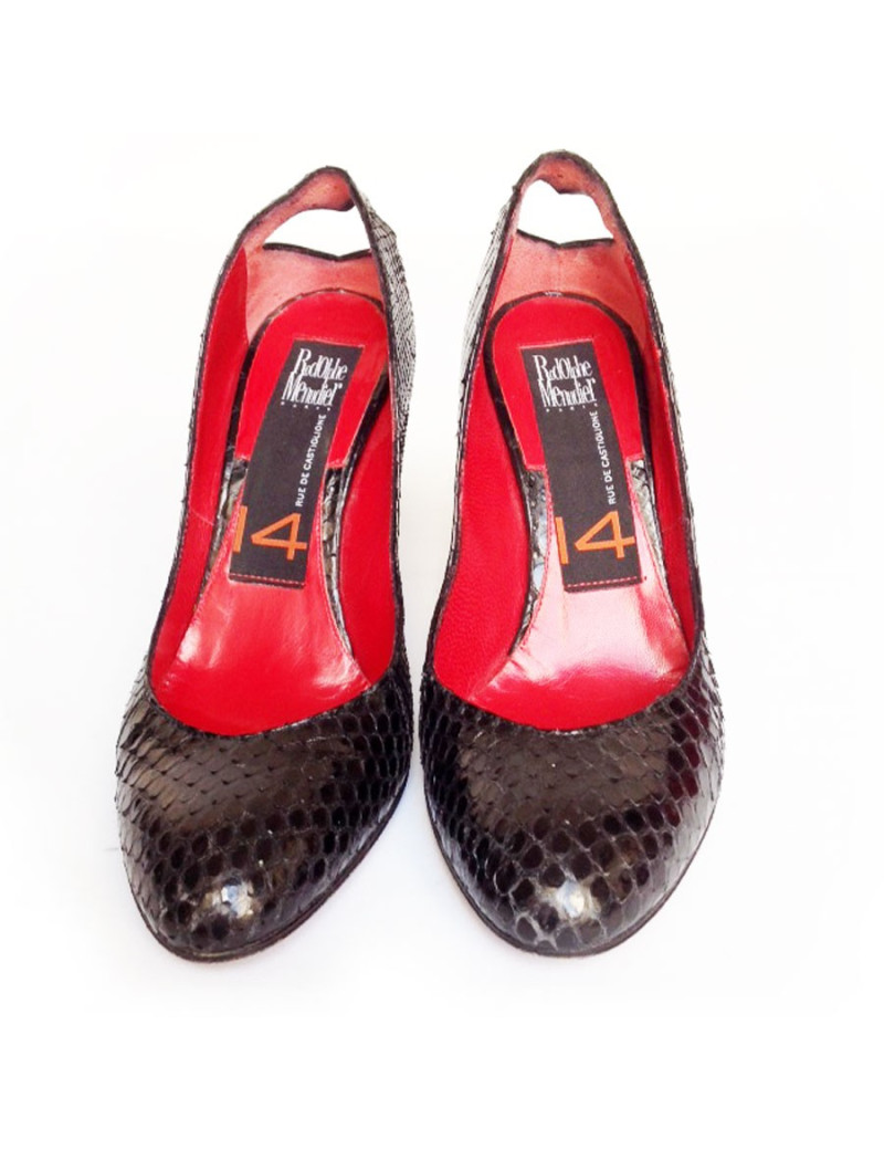Escarpins en python noir RODOLPHE MENUDIER T38