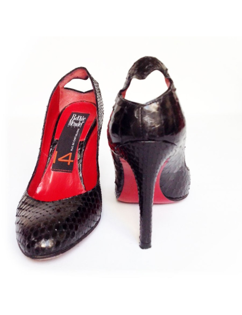 Escarpins en python noir RODOLPHE MENUDIER T38