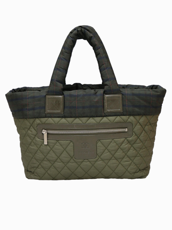 sac Tote Coco Cocoon Chanel Tartan kaki 2