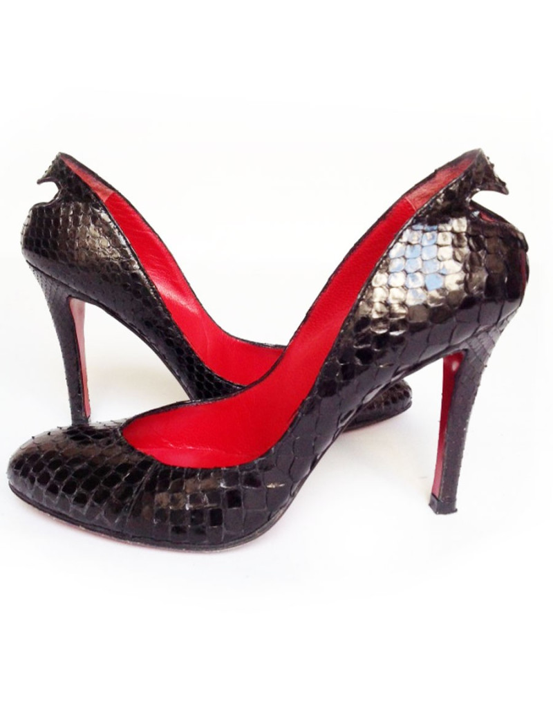 Escarpins en python noir RODOLPHE MENUDIER T38