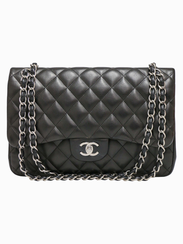 Jumbo Chanel cuir d'agneau noir