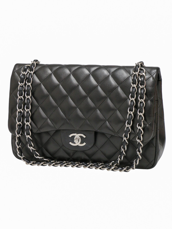 Jumbo Chanel cuir d'agneau noir