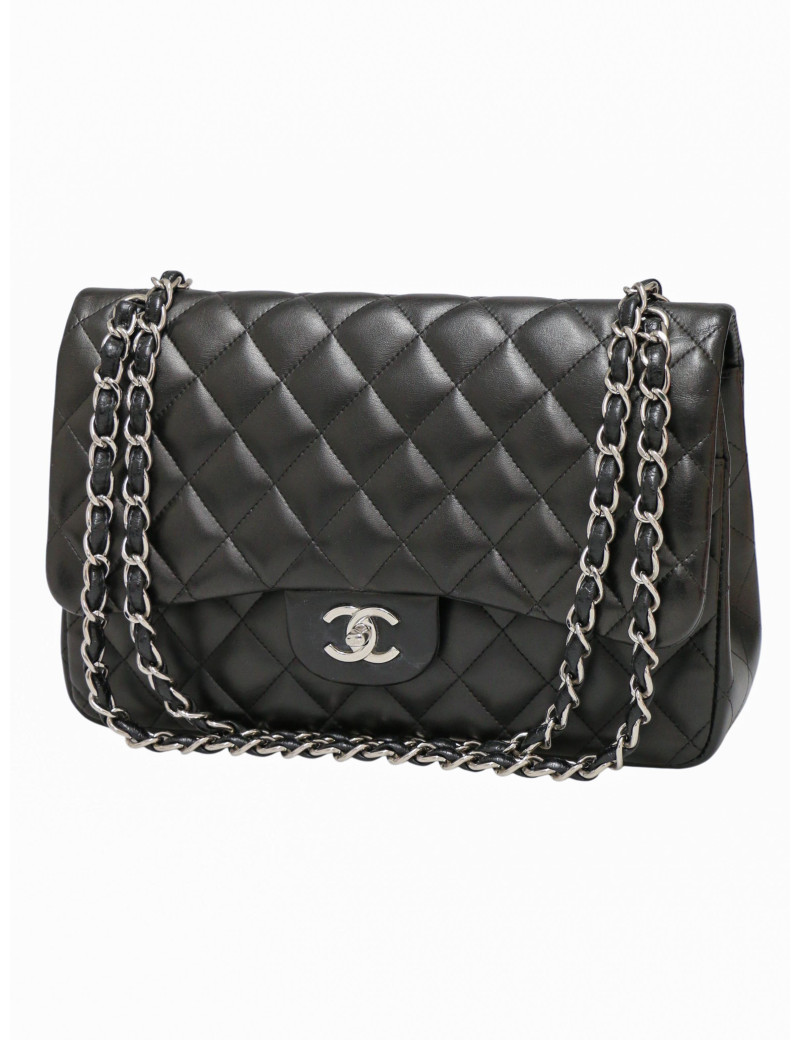 Jumbo Chanel cuir d'agneau noir