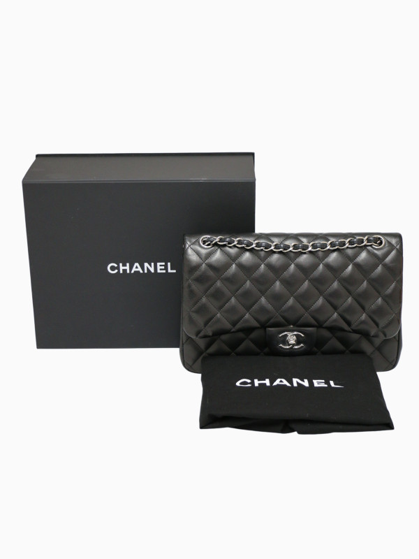 Jumbo Chanel cuir d'agneau noir