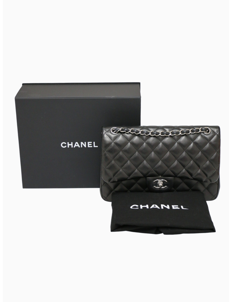 Jumbo Chanel cuir d'agneau noir