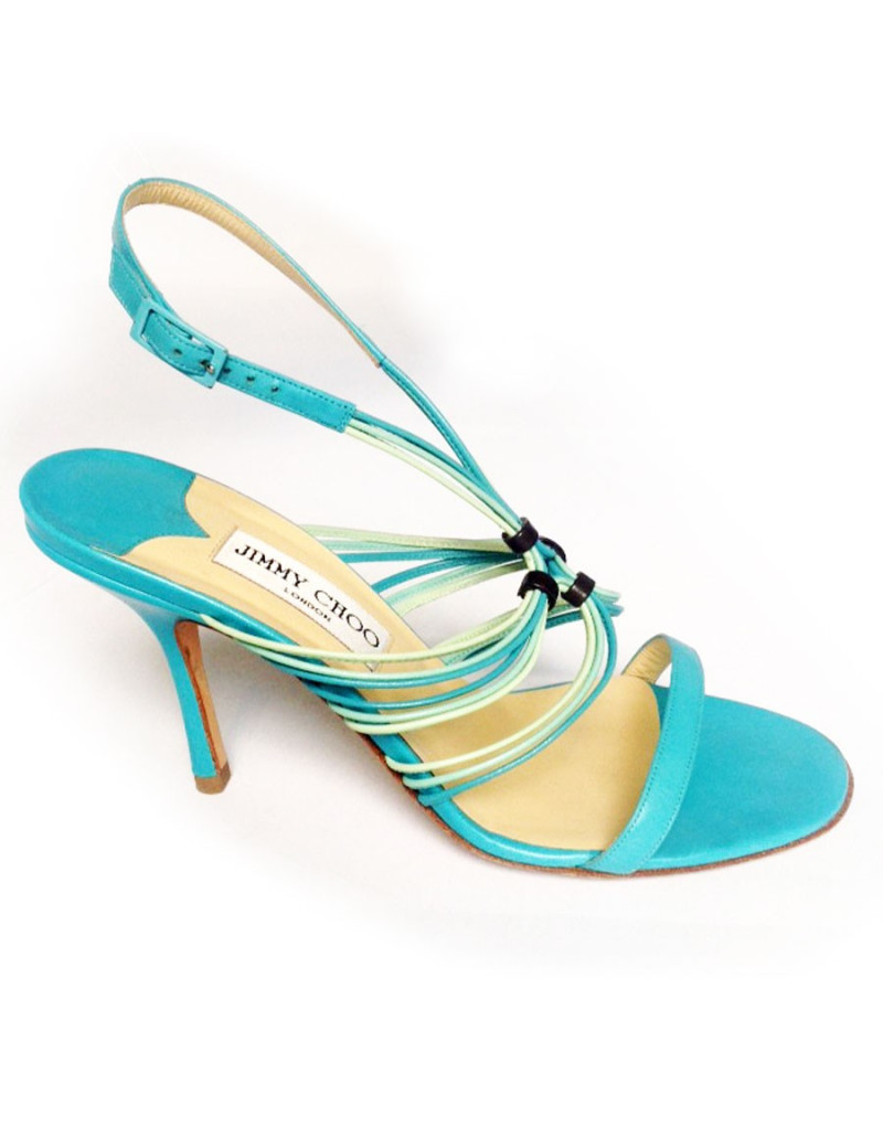 Sandales hautes en cuir tourquoise JIMMY CHOO Taille 38,5