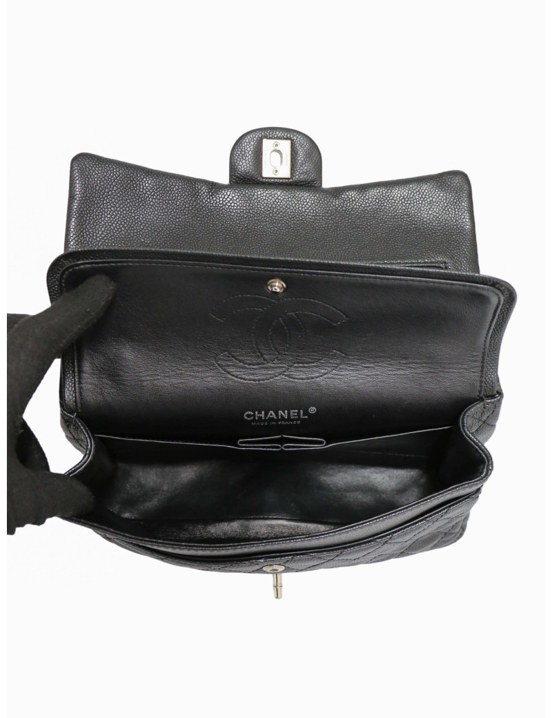 Sac Chanel Timeless 25 cuir caviar bijouterie argent