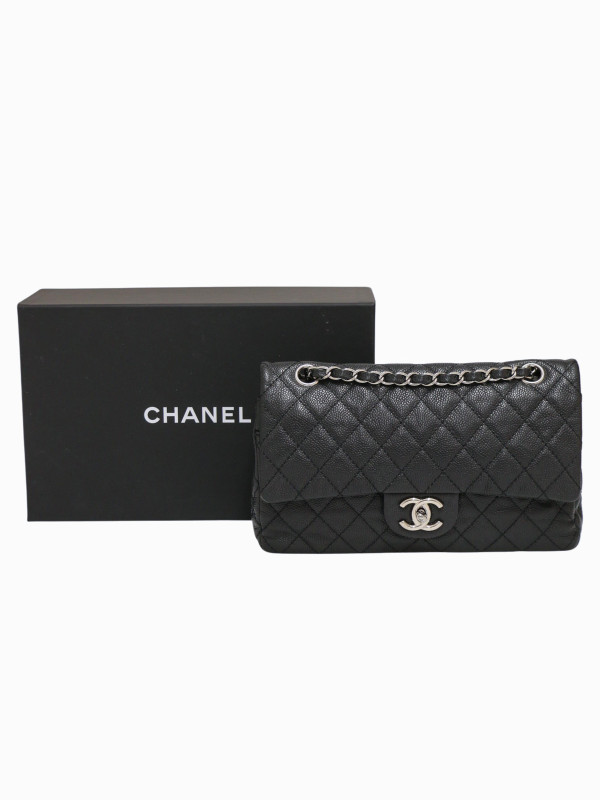 Sac Chanel Timeless 25 cuir caviar bijouterie argent