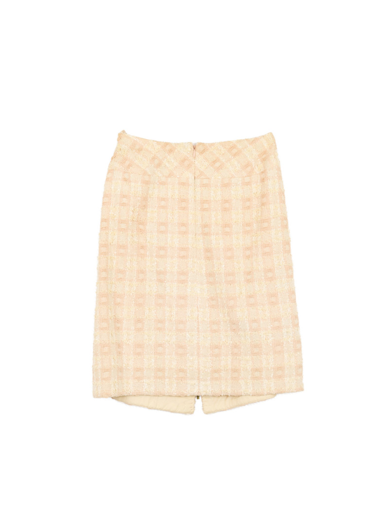 Tailleur CHANEL T 42 tweed écru fils d'or sequins