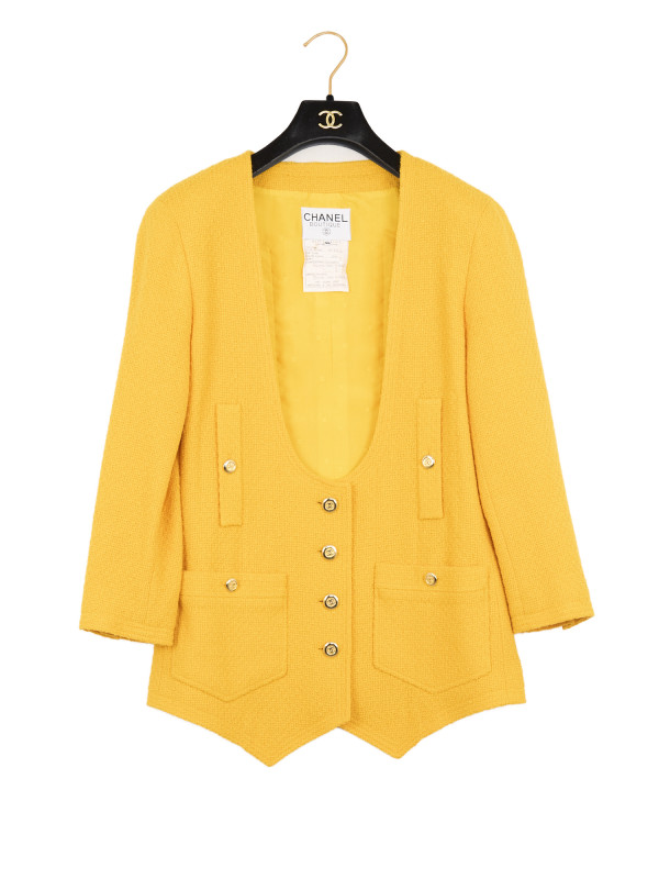 Veste CHANEL T36 Oversize tweed jaune