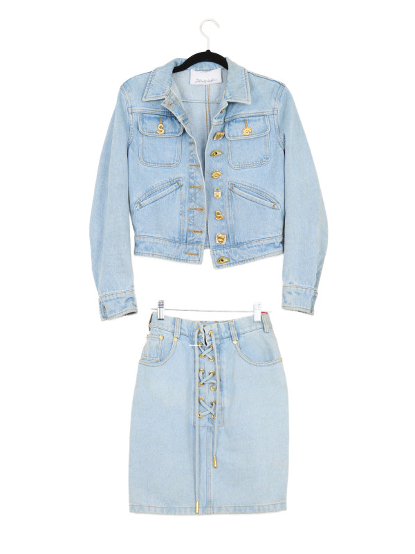 Ensemble SCHIAPARELLI coton denim bleu clair