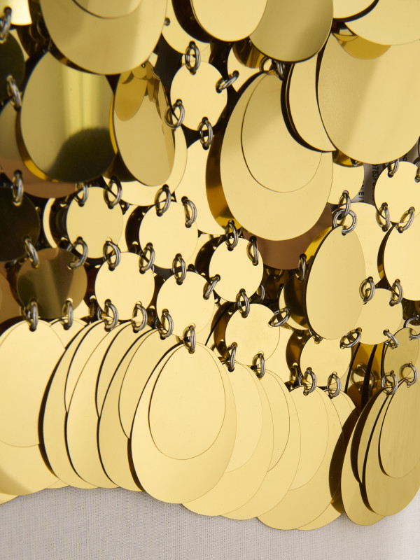 Ensemble Paco Rabanne doré haut et mini jupe T34