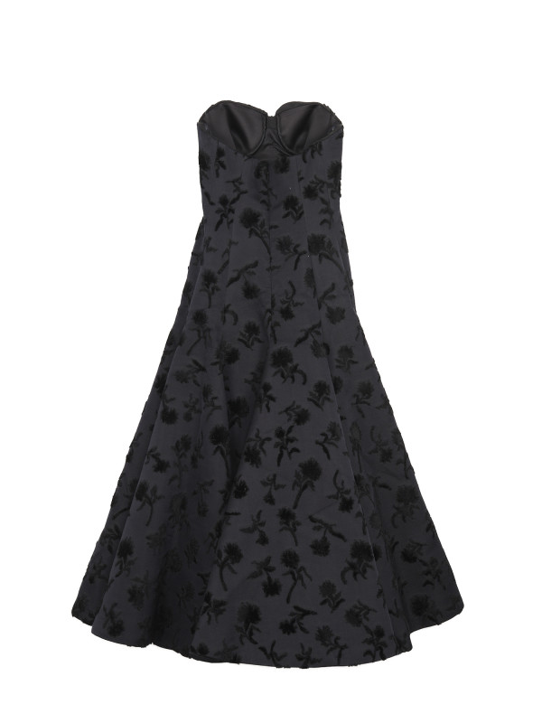 Robe longue noire Schiaparelli bustier roses 2