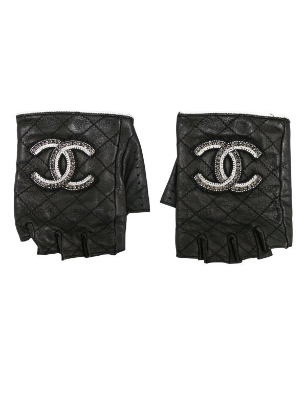 Mitaines CHANEL 7 I/5 cuir d'agneau noir