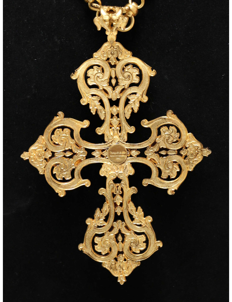 Sautoir Marguerite de Valois croix améthyste