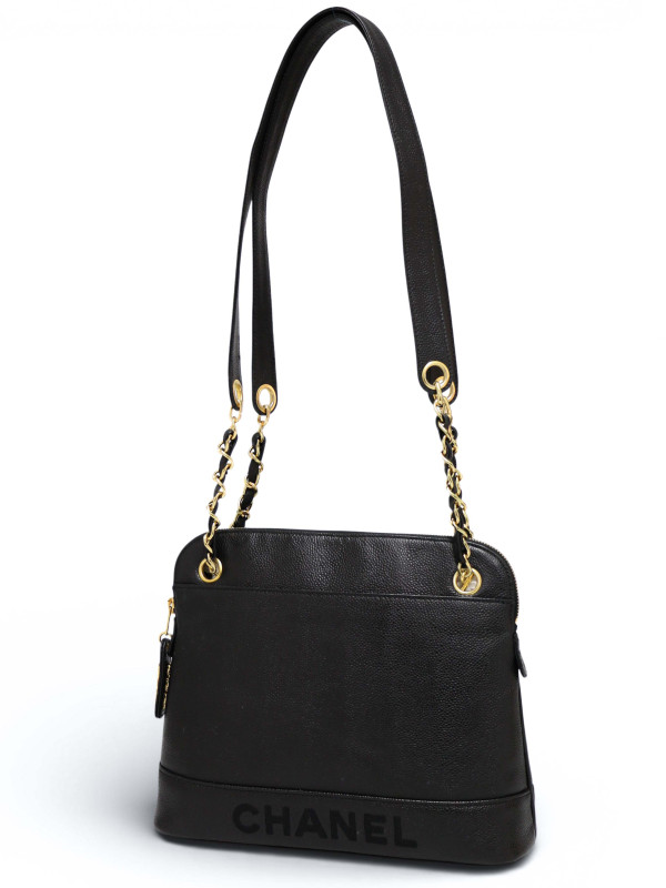 Sac porté épaule en caviar Chanel noir