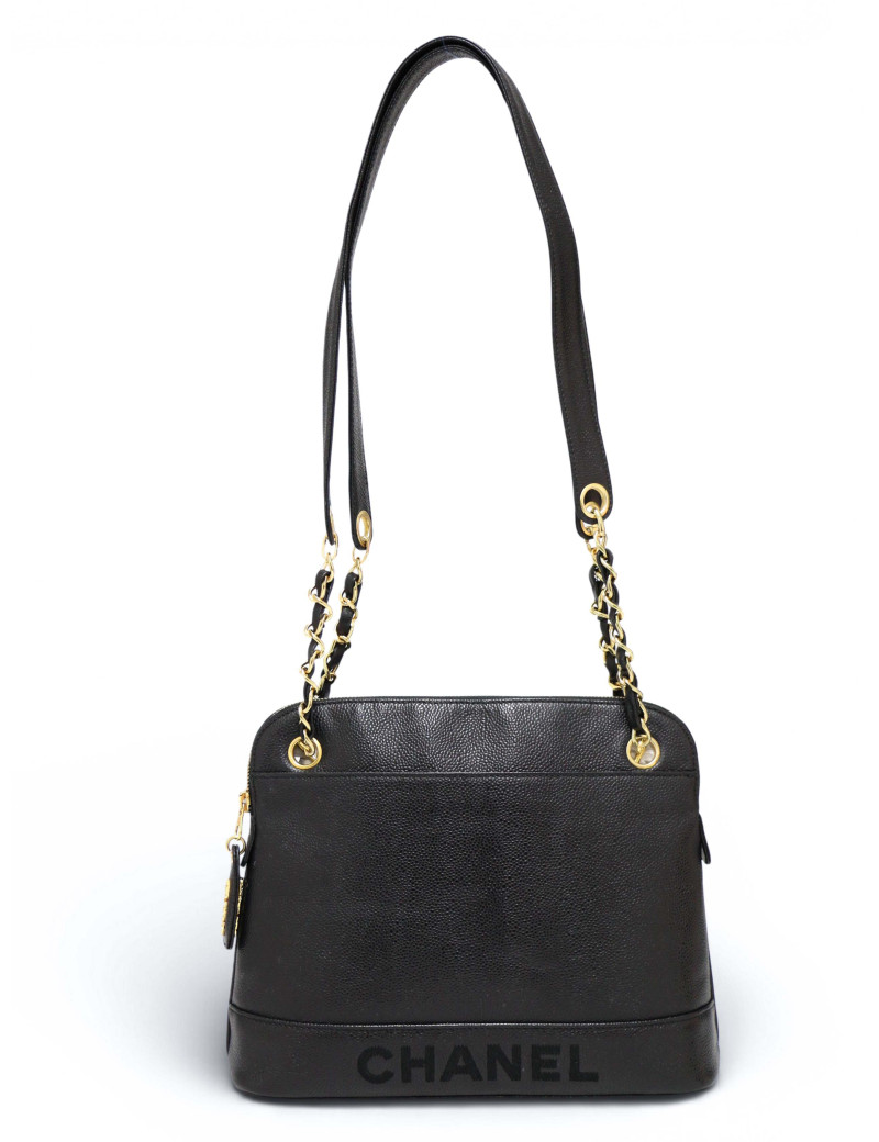 Sac porté épaule en caviar Chanel noir