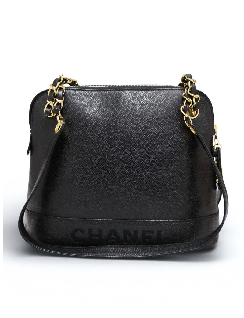 Sac porté épaule en caviar noir Chanel