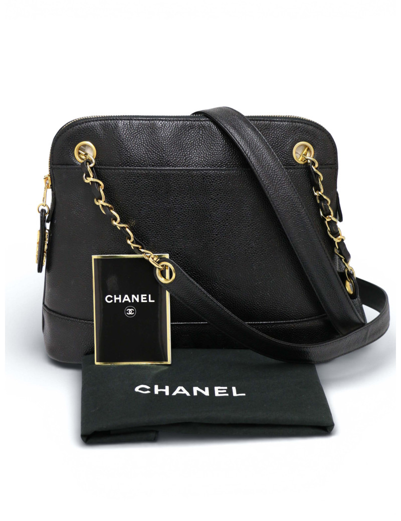 Sac porté épaule en caviar Chanel noir