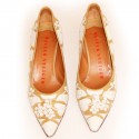 WALTER STEIGER leather and raffia Brown and white pumps