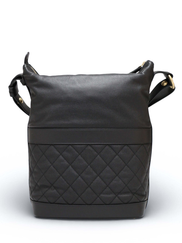 Sac Hobo Chanel cuir grainé noir