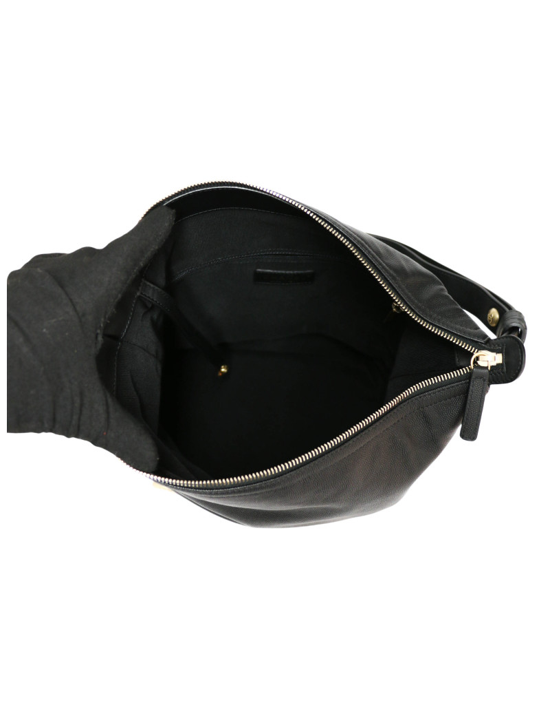 Sac Hobo Chanel cuir grainé noir