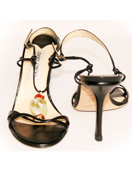 Sandales hautes JIMMY CHOO en verni noir  T38