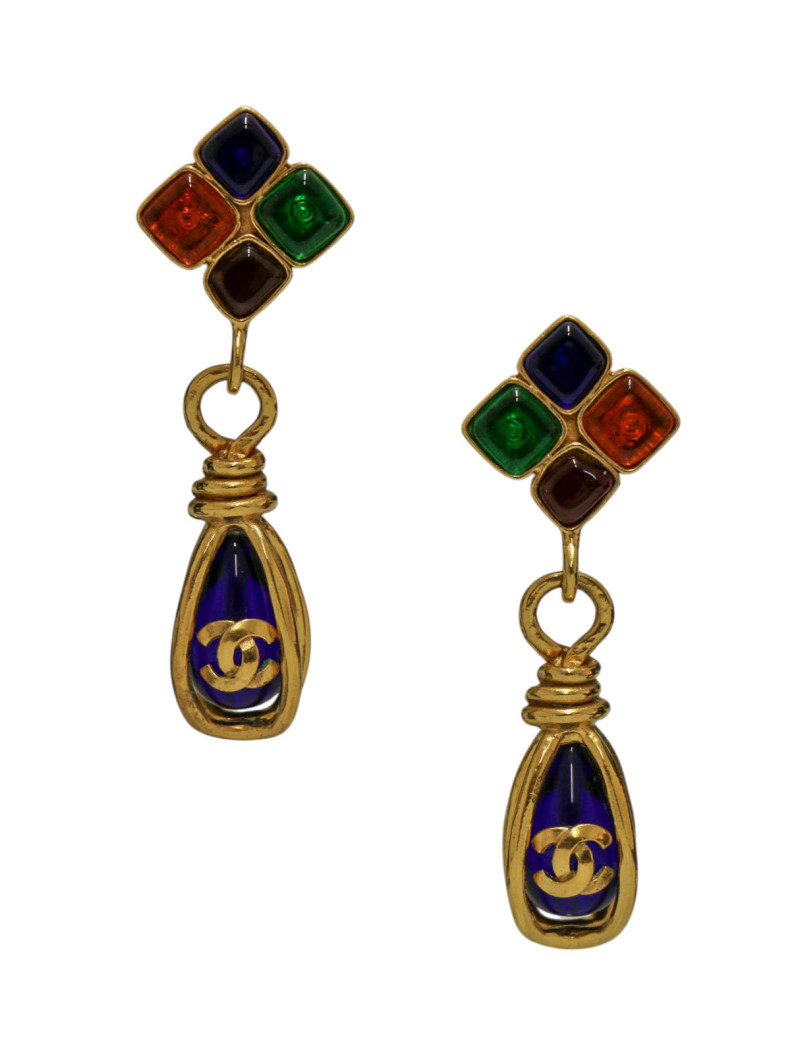 Boucles d'oreilles pâte de verre Chanel printemps 1995