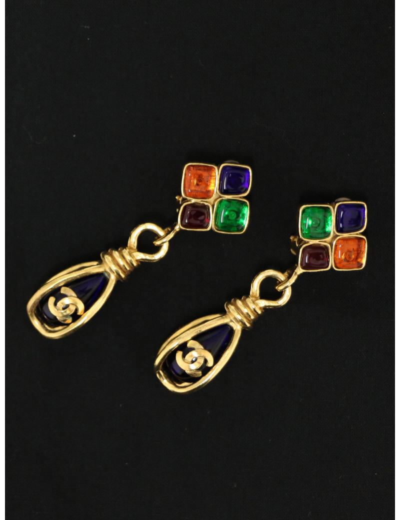 Boucles d'oreilles pâte de verre Chanel printemps 1995