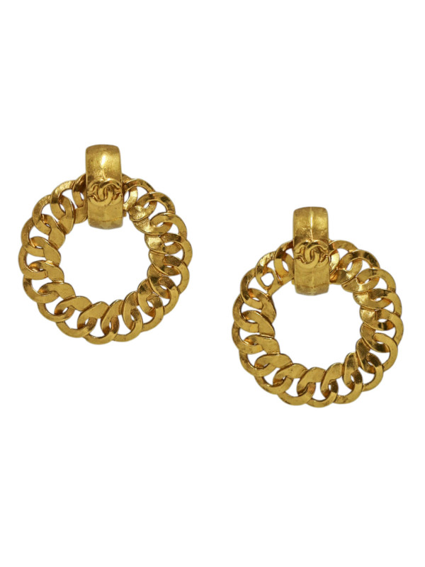 Boucles d'oreilles rondes dorées Chanel