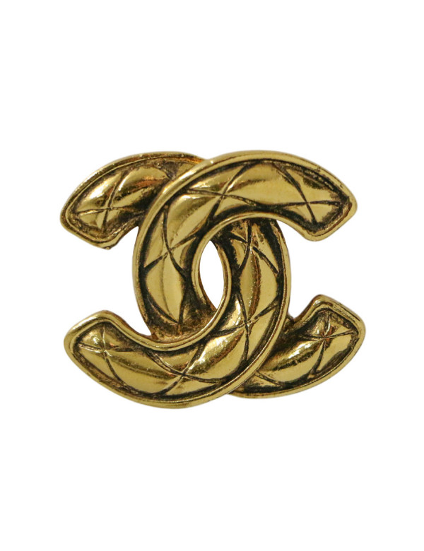 Chanel quilted golden brooch