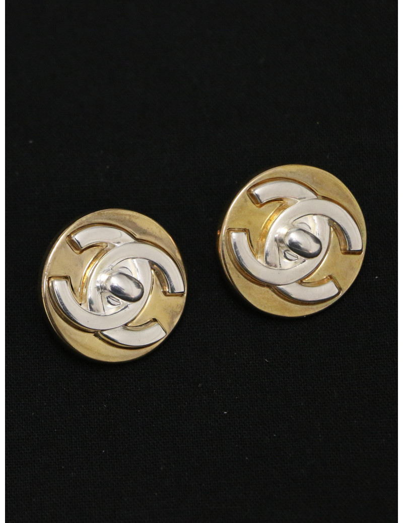 Clips Chanel ronds dorés et argentés vintage