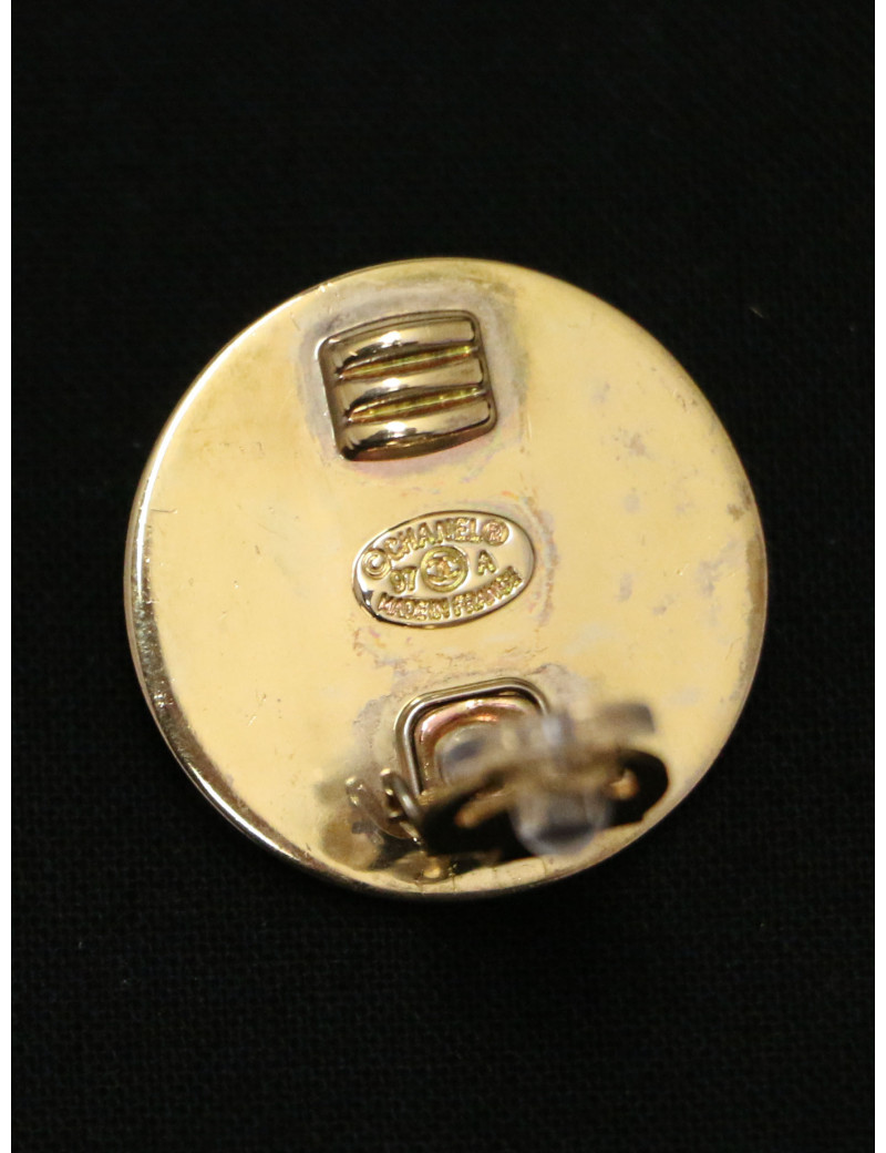 Boucles d'oreilles double CC doré et argent Chanel