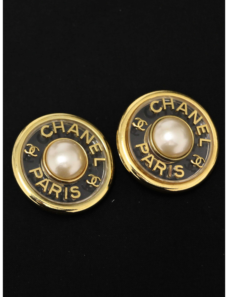 Boucles d'oreilles transparentes et dorées Chanel