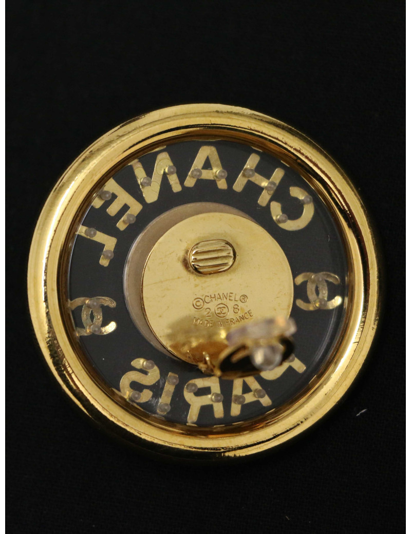 Boucles d'oreilles transparentes et dorées Chanel