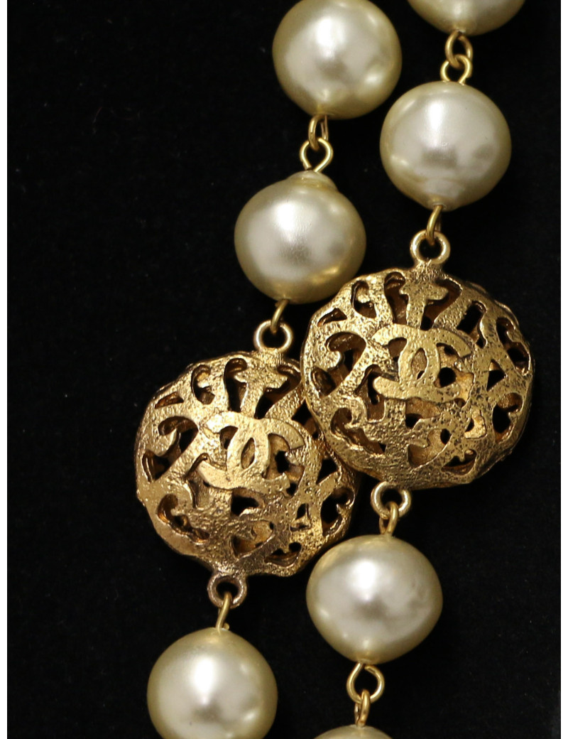 Sautoir Chanel couture perles pâte de verre