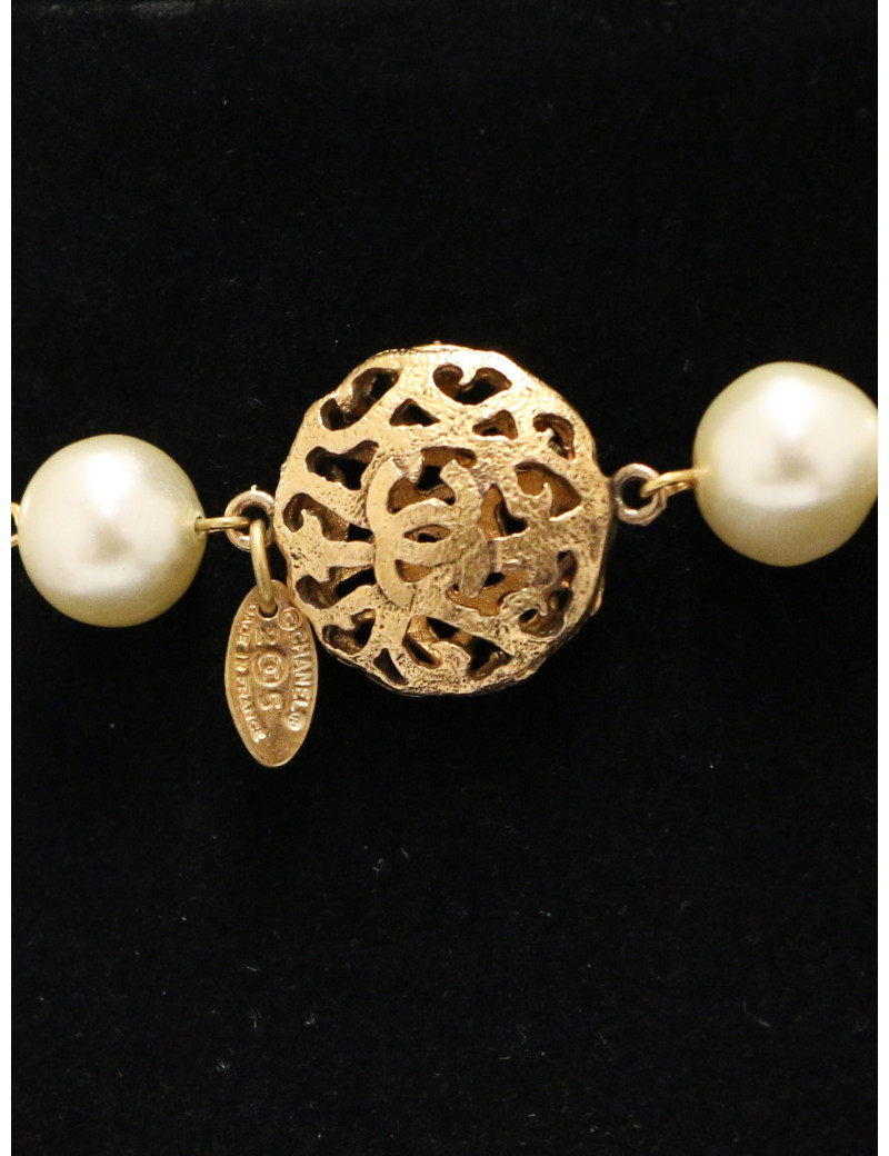 Sautoir Chanel couture perles pâte de verre