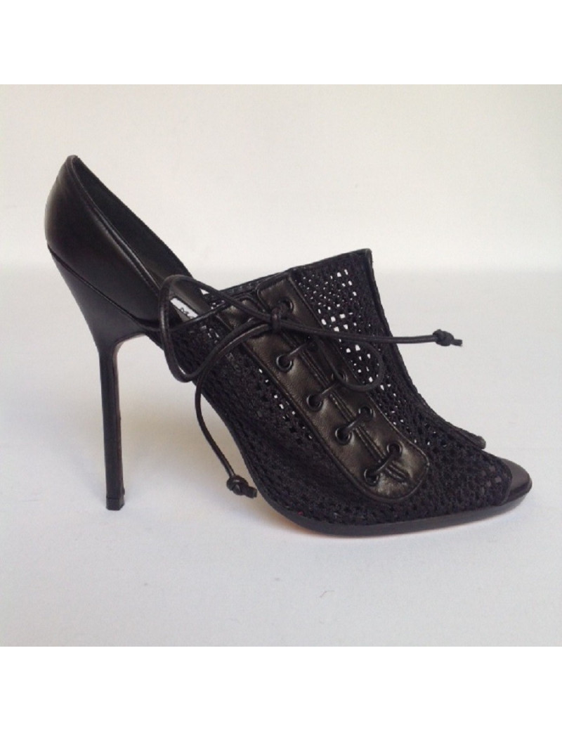 Sandales hautes noires MANOLO BLAHNIK T37,5