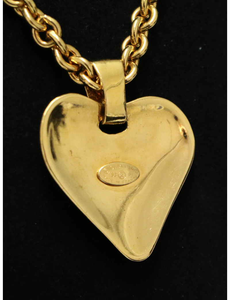 Pendentif Coeur Chanel chaine dorée 24K