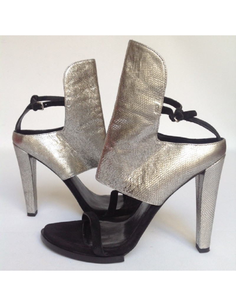 Sandales hautes montantes argentées ALEXANDER WANG T38,5