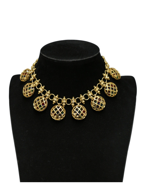 Collier à 8 pendentifs boules colorées Chanel