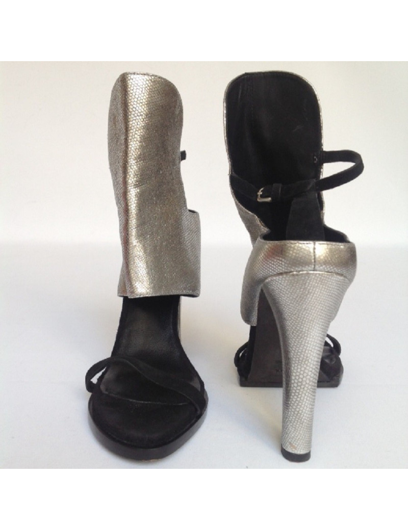 Sandales hautes montantes argentées ALEXANDER WANG T38,5