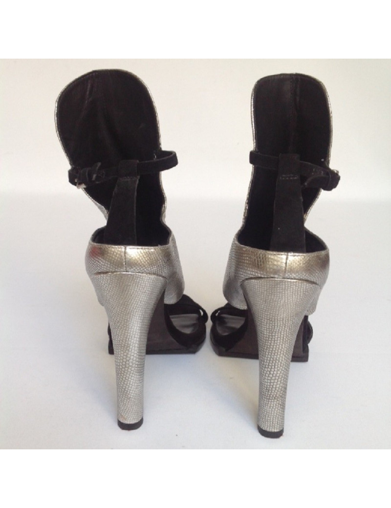 Sandales hautes montantes argentées ALEXANDER WANG T38,5