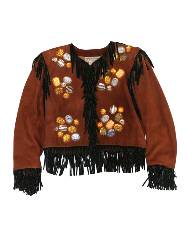 Veste YSL Rive Gauche à franges suède marron
