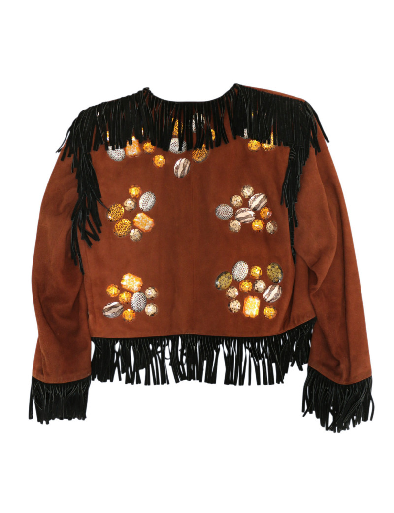 Veste YSL Rive Gauche à franges suède marron