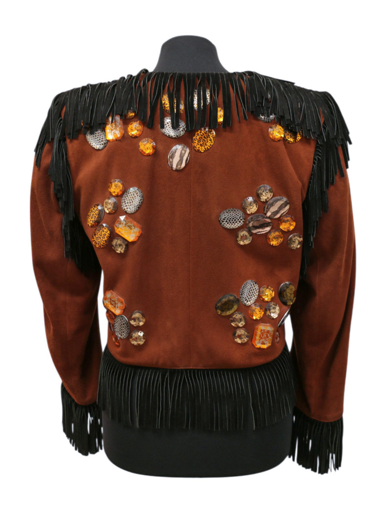 Veste YSL Rive Gauche à franges suède marron